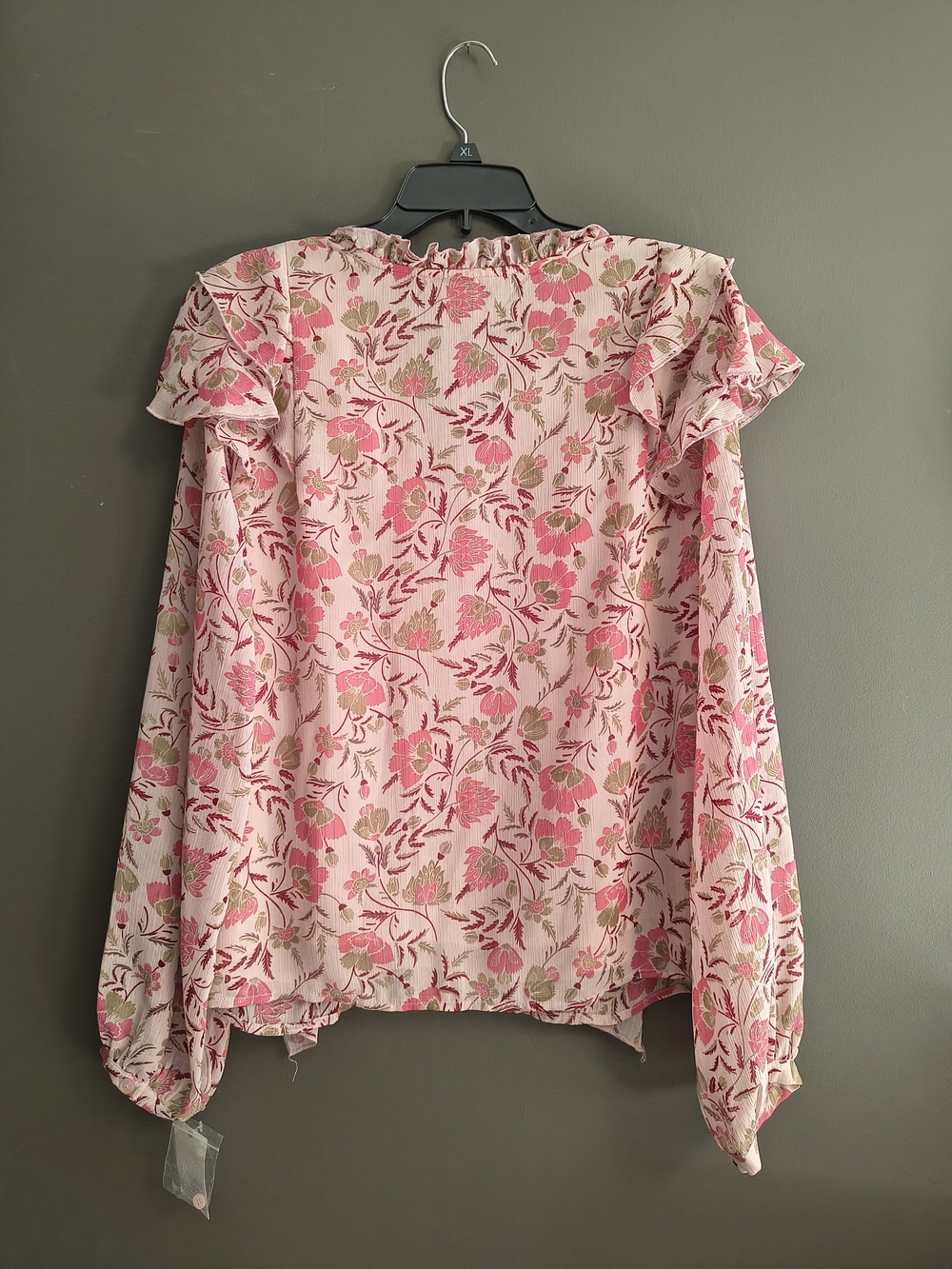 Ophelia Roe Ruffled Floral Long-Sleeve Blouse - Pink - Picture 2 of 4